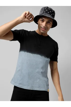 Campus Tie & Dye Henley Neck Cotton T-shirt