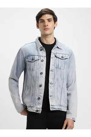 Dennis Lingo Washed Spread Collar Pure Cotton Denim Jacket