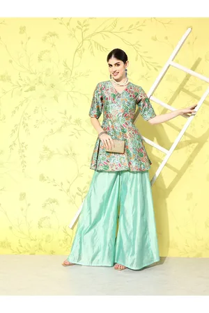 Inddus Women Embroidered Kurta with Palazzos