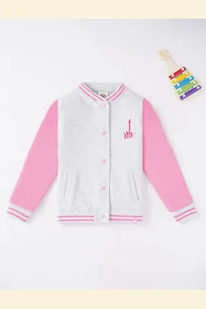 Ed-a-Mamma Girls Colourblocked Cotton Varsity Jacket