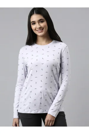 ENAMORA Women Purple Printed Cotton Lounge Tshirts