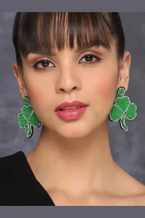 AQUASTREET Leaf Shaped Beaded Drop Earrings
