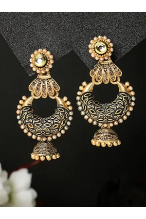 ADIVA Gold-Plated Crescent Shaped Chandbalis
