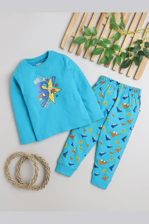 BUMZEE Boys Printed Pure Cotton T-Shirt And Pyjama