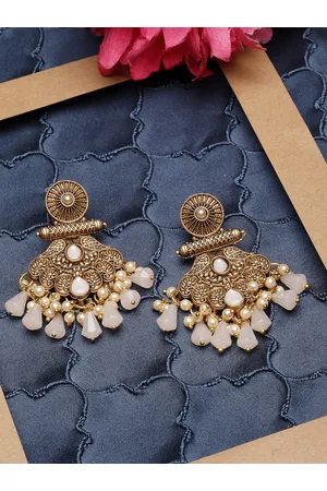 ADIVA Gold-Plated Contemporary Artificial Beads Drop Earrings