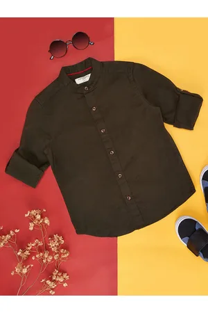 Pantaloons Boys Mandarin Collar Opaque Cotton Casual Shirt