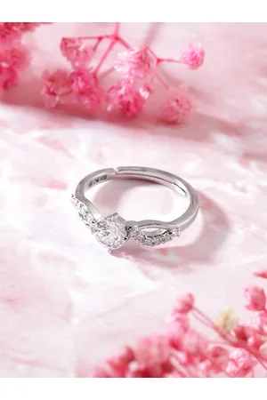Zavya Women Rhodium-Plated CZ Studded 925 Pure Sterling Silver Finger Ring