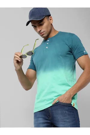 Campus Tie & Dye Henley Neck Cotton T-shirt