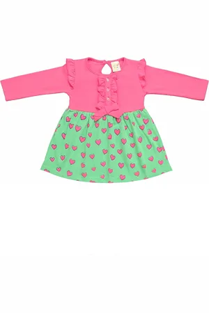 Clothe Funn Infant Girls Conversational Printed Cotton A-Line Dress