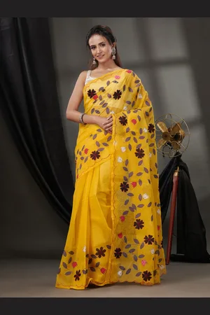 Charukriti Floral Woven Design Silk Blend Kota Saree