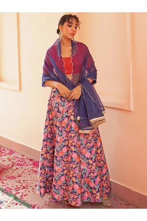 Janasya Floral Printed Ready to Wear Lehenga & Blouse With Dupatta