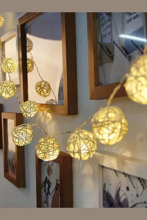 Ascension Yellow Globe Rattan Ball String Lights