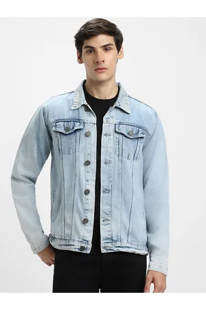 Dennis Lingo Washed Spread Collar Long Sleeves Denim Jacket