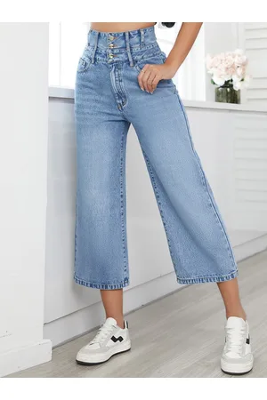 LULU & SKY Women Wide Leg High-Rise Clean Look Light Fade Jeans