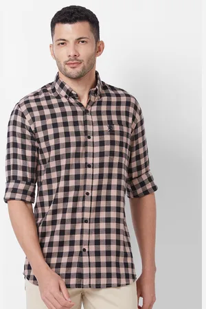 Giordano Gingham Checked Button-Down Collar Slim Fit Pure Cotton Casual Shirt
