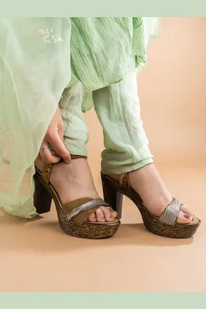 JM Looks Open Toe Platform Heels with Buckles