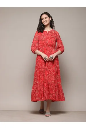 Biba Floral Printed A-Line Midi Dress