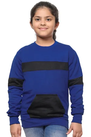 IndiWeaves Girls Colourblocked Fleece Pullover Sweatshirt
