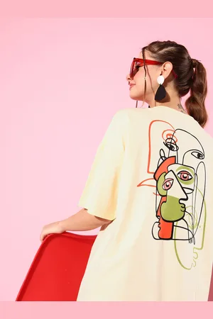 Stormborn Women Printed Pure Cotton Oversized Drop-Shoulder T-shirt