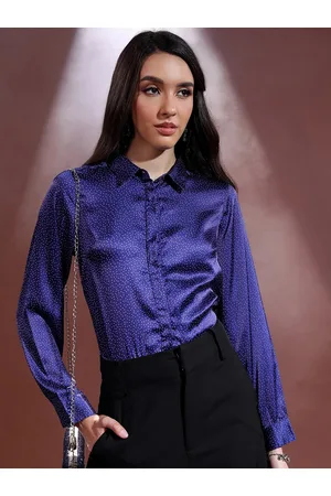 Ketch Women Polka Dot Printed Satin Casual Shirt