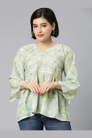 Rani Saahiba Floral Print Flared Sleeve Georgette Top