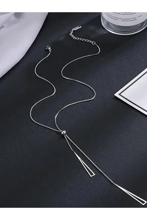Designs & You Silver-Plated Stainless Steel Geometric Tassel Pull-out Pendant With Chain