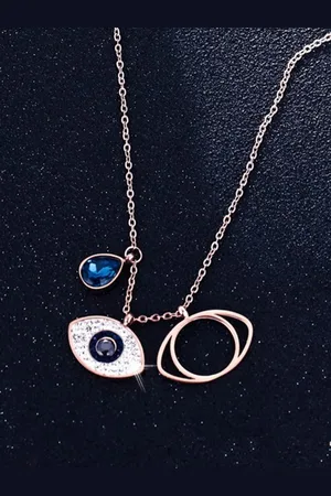 Designs & You Rose Gold-plated American Diamond-studded Evil Eye Pendant With Chain