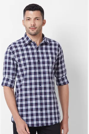 Giordano Slim Fit Tartan Checks Opaque Pure Cotton Casual Shirt