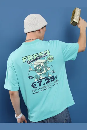 Highlander Turquoise Blue Unisex Typography Printed Oversized T-shirt