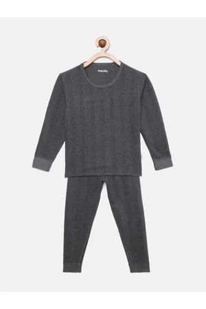 mackly Kids Grey Solid Thermal Set