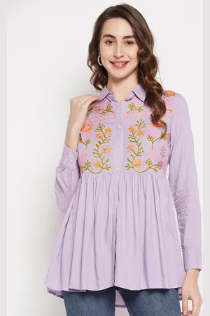 BAESD Floral Embroidered Shirt Style Top