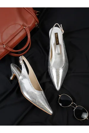 Flat n Heels Pointed Toe Textured Kitten Mules With Buckle Closure