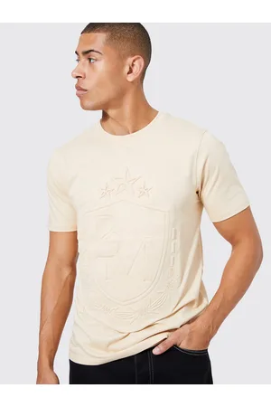 Boohoo Typography Embossed Pure Cotton Slim Fit T-shirt