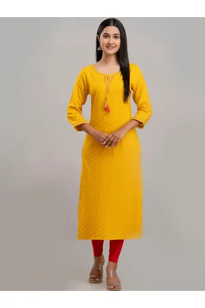 Charu Polka Dots Printed Thread Work Tie-Up Neck Straight Kurta