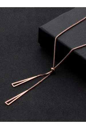 Designs & You Rose Gold-Plated Stainless Steel Geometric Tassel Pendant & Chain