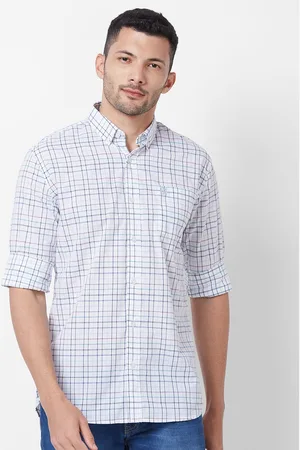 Giordano Slim Fit Checked Button Down Collar Chest Pocket Pure Cotton Casual Shirt