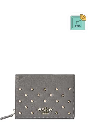 Eske Women Textured Embellished Leather Three Fold Wallet