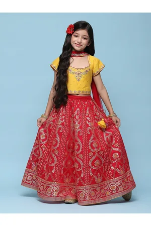 Biba Girls Embroidered Beads and Stones Ready to Wear Lehenga & Blouse With Dupatta