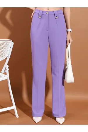 Ketch Women Mid-Rise Flat-Front Straight Fit Trousers