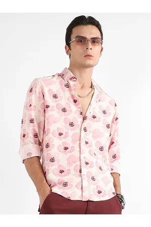 Campus Classic Floral Printed Spread Collar Long Sleeve Casual Shirt