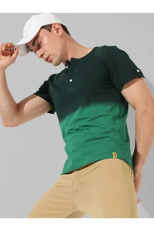 Campus Tie and Dye Henley Neck Cotton T-shirt