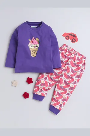 BUMZEE Girls Printed Cotton T-shirt With Pyjamas