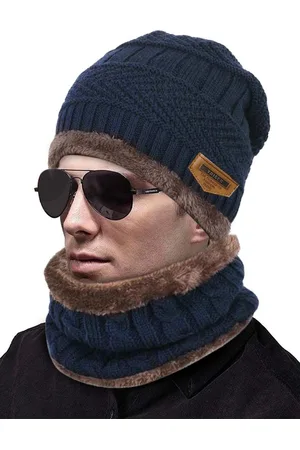Teemoods Men Self Design Woollen Beanie Cap With Neck Warmer