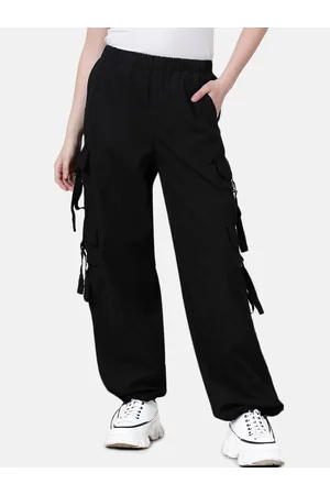 Bene Kleed Women Loose Fit High-Rise Over Dyed Cargo Parachute Trouser