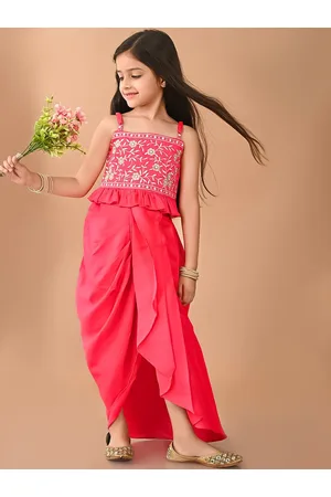 LilPicks Girls Embellished Top with Dhoti Pants