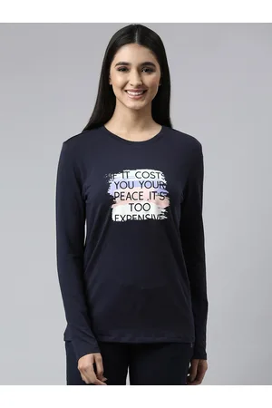 ENAMORA Women Typography Print Crew Neck Stretch Cotton Basic Lounge T-shirt