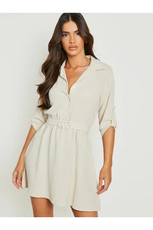 Boohoo Belted Shirt Mini Dress
