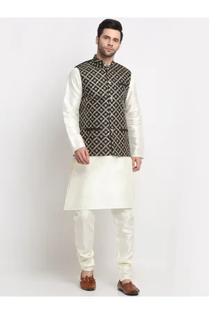 Kraft Men Regular Kurta & Churidar With Embroidered Nehru Jacket Set
