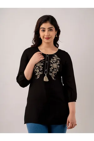 Charu Floral Embroidered Round Neck Kurti