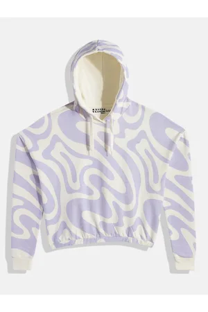 HERE&NOW Girls Printed Hooded Pure Cotton Sweatshirt
